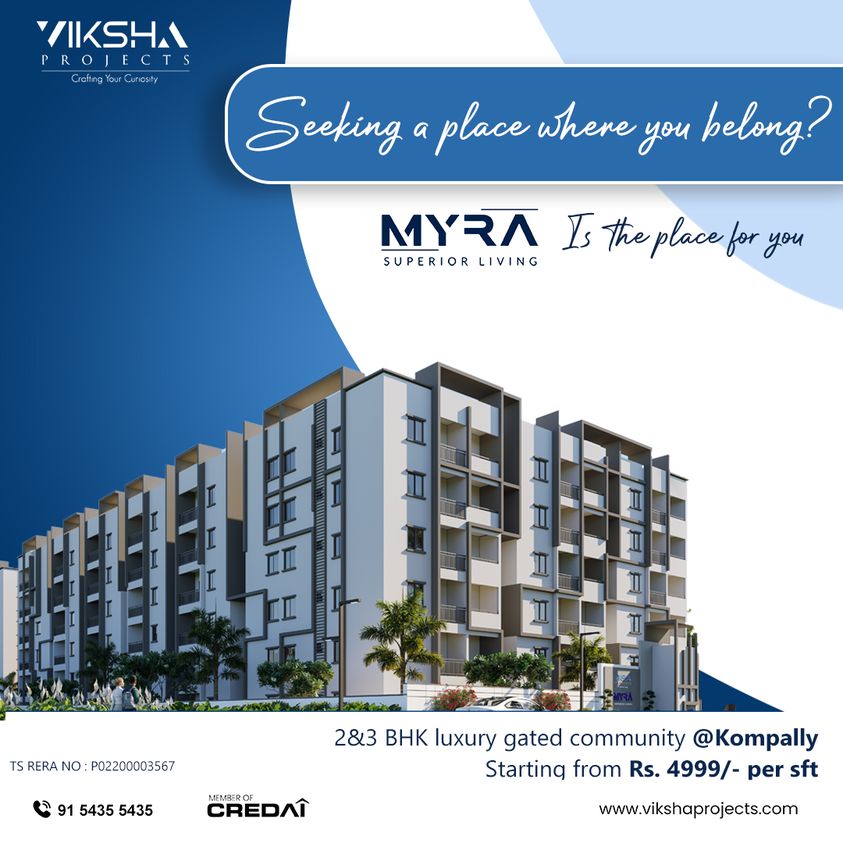  Gated community flats for sale in Kompally | Myra Project