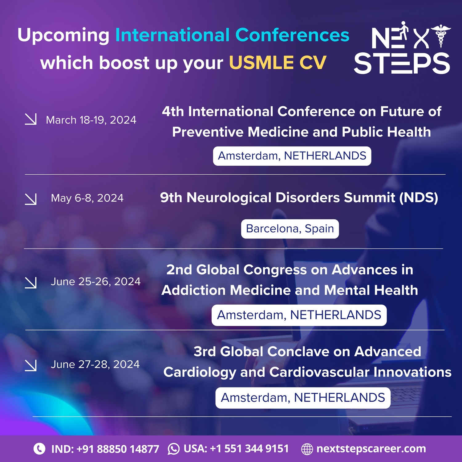  Upcoming International Conferences for USMLE CV - Next Steps