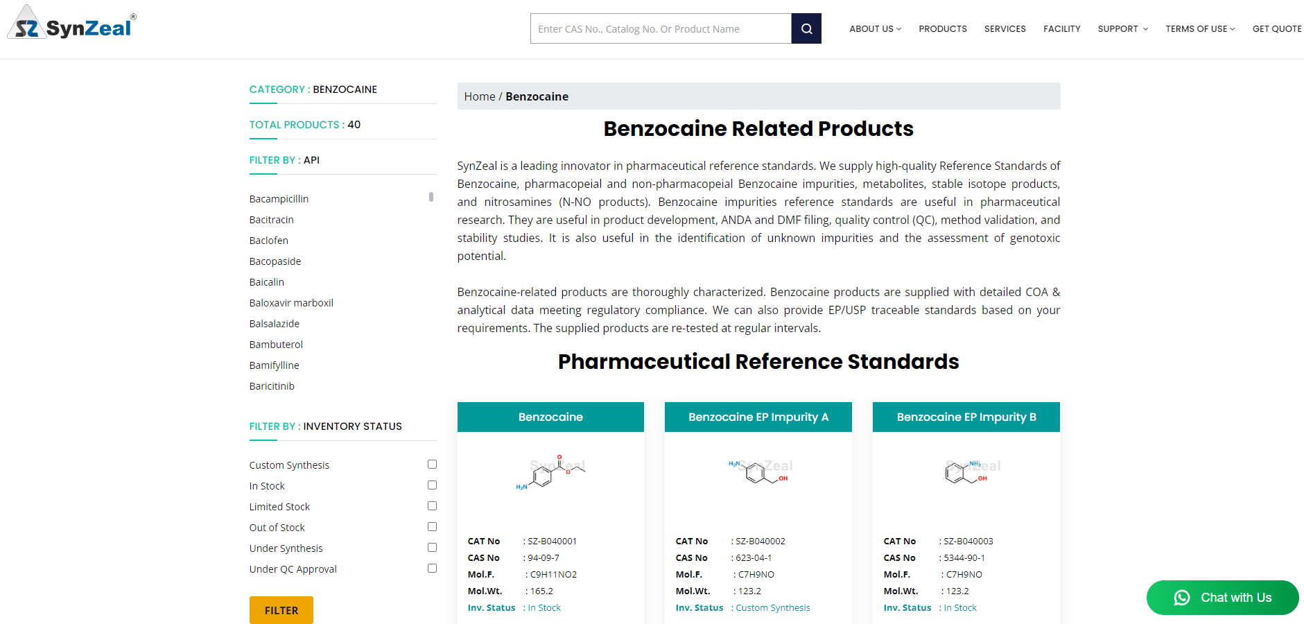  SynZeal Research: Renowned Manufacturer of Benzocaine Pharmaceutical Reference Standards