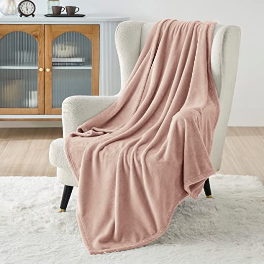  Bedsure Fleece Blanket Twin Blanket - Dusty Pink Lightweight Blanket for Sofa, Couch, Bed, Camping, Travel - Super Soft Cozy Microfiber Blanket