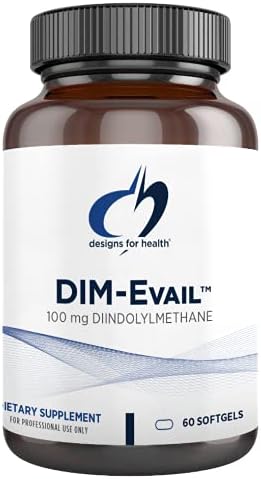  Designs for Health DIM-Evail - 100mg Diindolylmethane Supplement - Enhanced Absorption Technology DIM Supplement - May Support Healthy Estrogen Metabolism - Gluten Free + Non-GMO (60 Softgels)