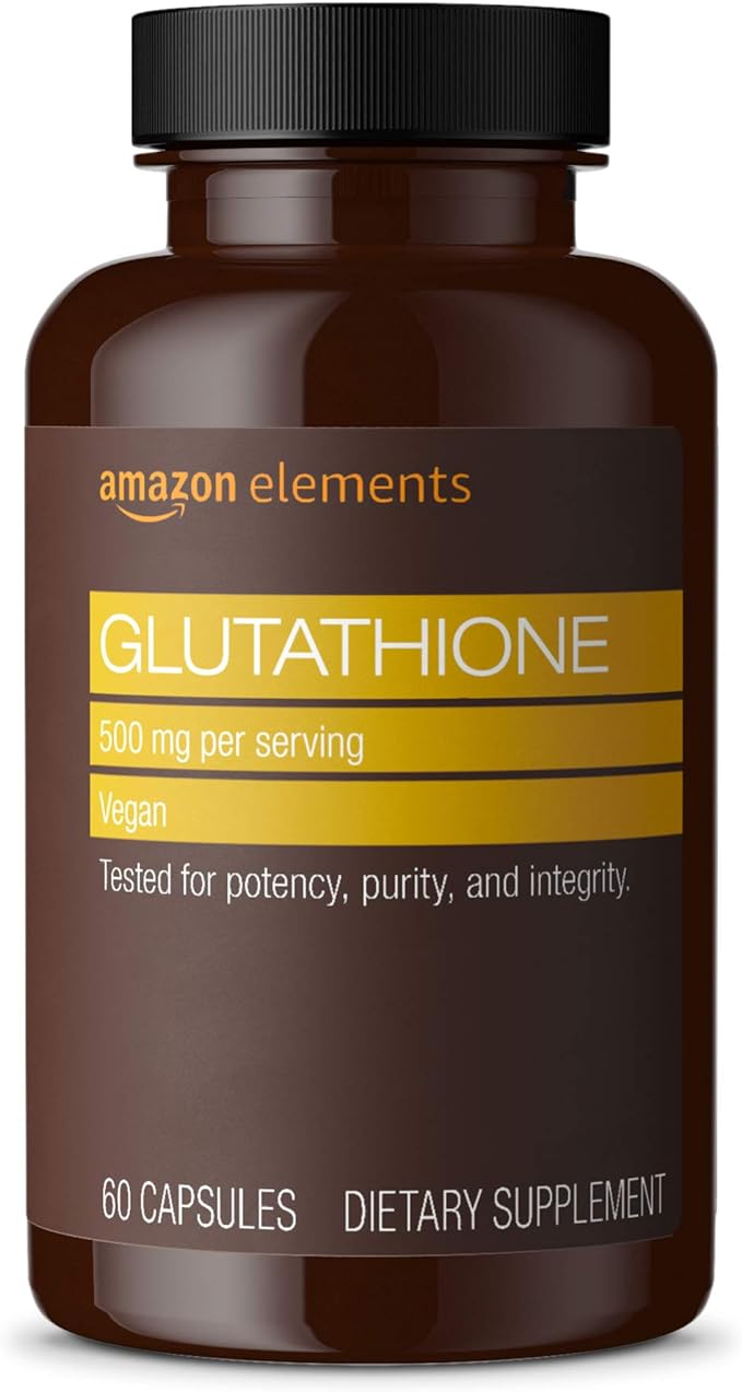  Amazon Elements Glutathione, 500mg, 60 Capsules, 2 month supply (Packaging may vary)