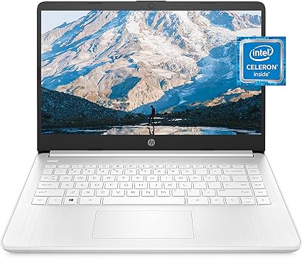  HP 14 Laptop, Intel Celeron N4020, 4 GB RAM, 64 GB Storage, 14-inch Micro-edge HD Display, Windows 11 Home, Thin & Portable, 4K Graphics, One Year of Microsoft 365 (14-dq0040nr, Snowflake White