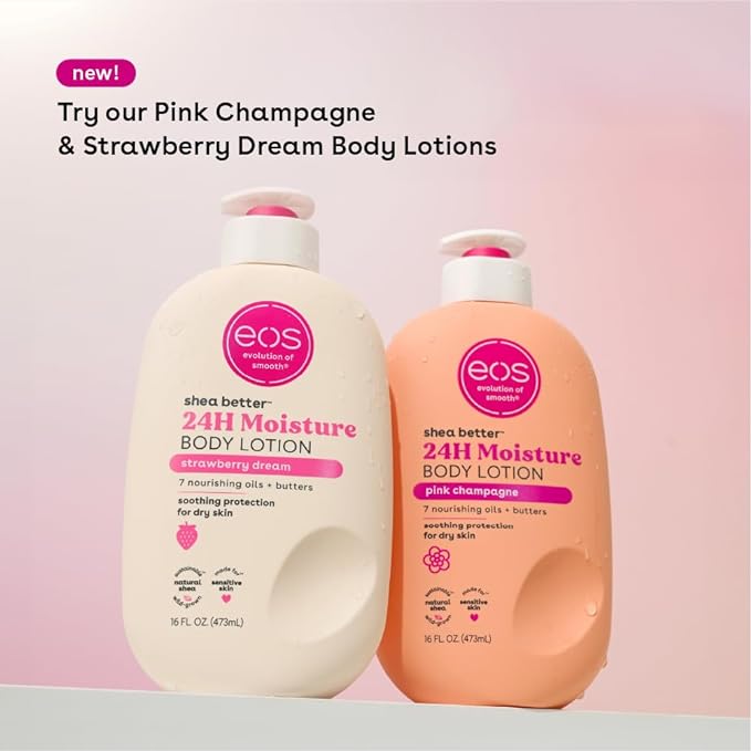  eos Shea Better Body Lotion- Fresh & Cozy, 24-Hour Moisture Skin Care, Lightweight & Non-Greasy, Made with Natural Shea, Vegan, 16 Fl Oz (Pack of 1)