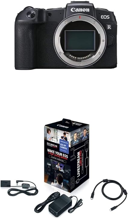  Canon EOS RP Full Frame Mirrorless Vlogging Portable Digital Camera with 26.2MP Full-Frame CMOS Sensor, 3.0” Vari-Angle Touch LCD Screen, Black & Accessories Starter Kit for EOS RP