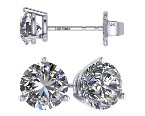  Prong Martini Style CZ Stud Earrings.