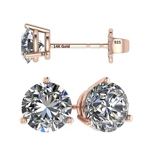  Beauty of Central Diamond Center's 14K Solid Gold Post 4 Prong CZ Stud Earrings