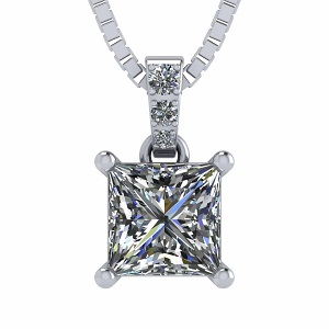  Our Princess Cut Solitaire Necklace in Sterling Silver!