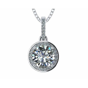  Halo CZ Pendant with a 22" Adjustable Box Chain