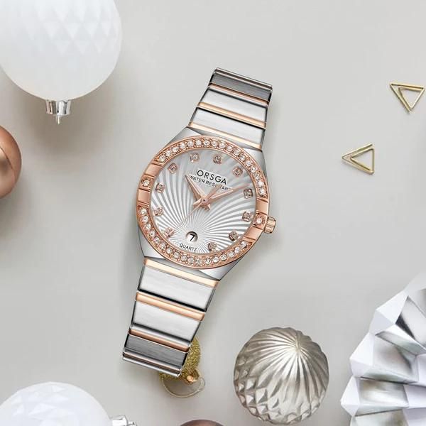  ORSGA CELESA Silver Dial Rose Gold Silver Watch