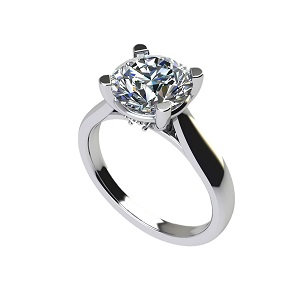  Platinum-Plated Round Cut Zirconia Lucita Engagement Ring"