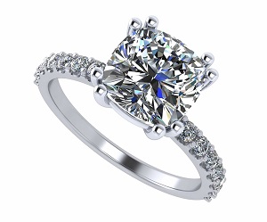  💍Pure Brilliance Zirconia Cushion Cut Solitaire with Side Stones Ring💍