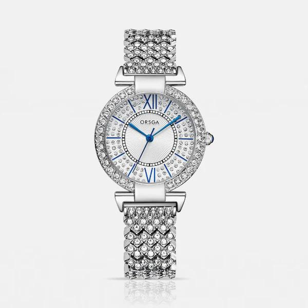  Explore Luxury CELESTIA Silver Dial Studded Silver Watch from Orsga