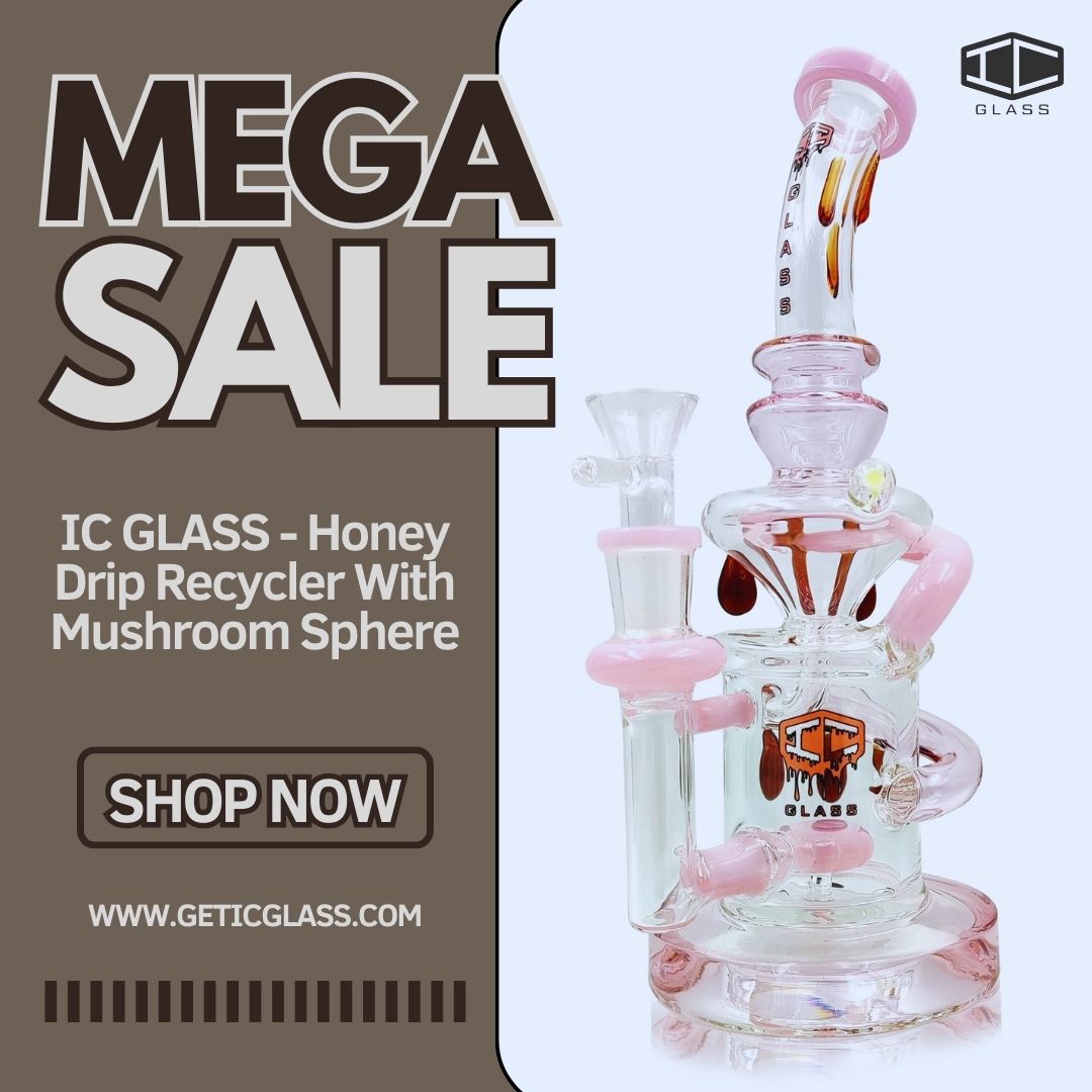  IC Glass Honey Drip Recycler with Mushroom Sphere – 9 Inches of Pure Art!