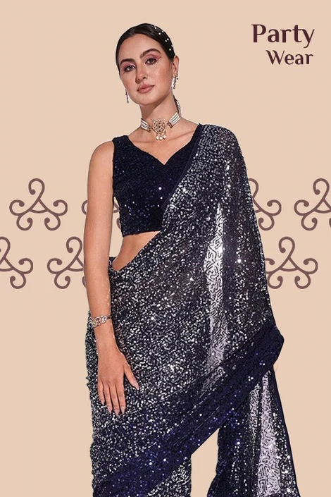  Shop Printed Saree Party Wear Online with Avanshee