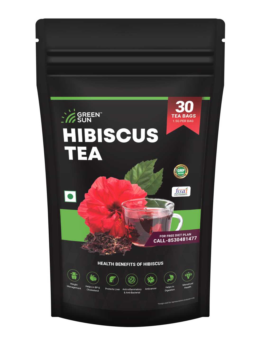  Green Sun Hibiscus Tea Pack of 30 Tea Bags