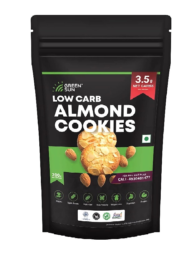  Green Sun Low Carb Almond Cookies 200 Gm 0.5 g Net Carb