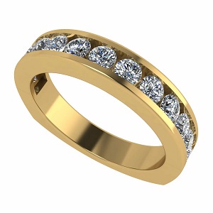  Forever Brilliance Channel Set CZ Anniversary Band - 14k Gold, Size 11"