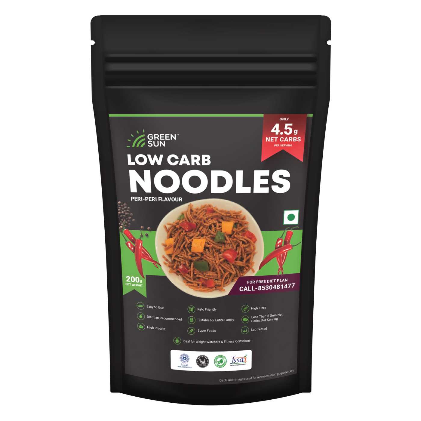  Green Sun Low Carb Instant Cooking Korean Noodles Peri-Peri Flavor 200g