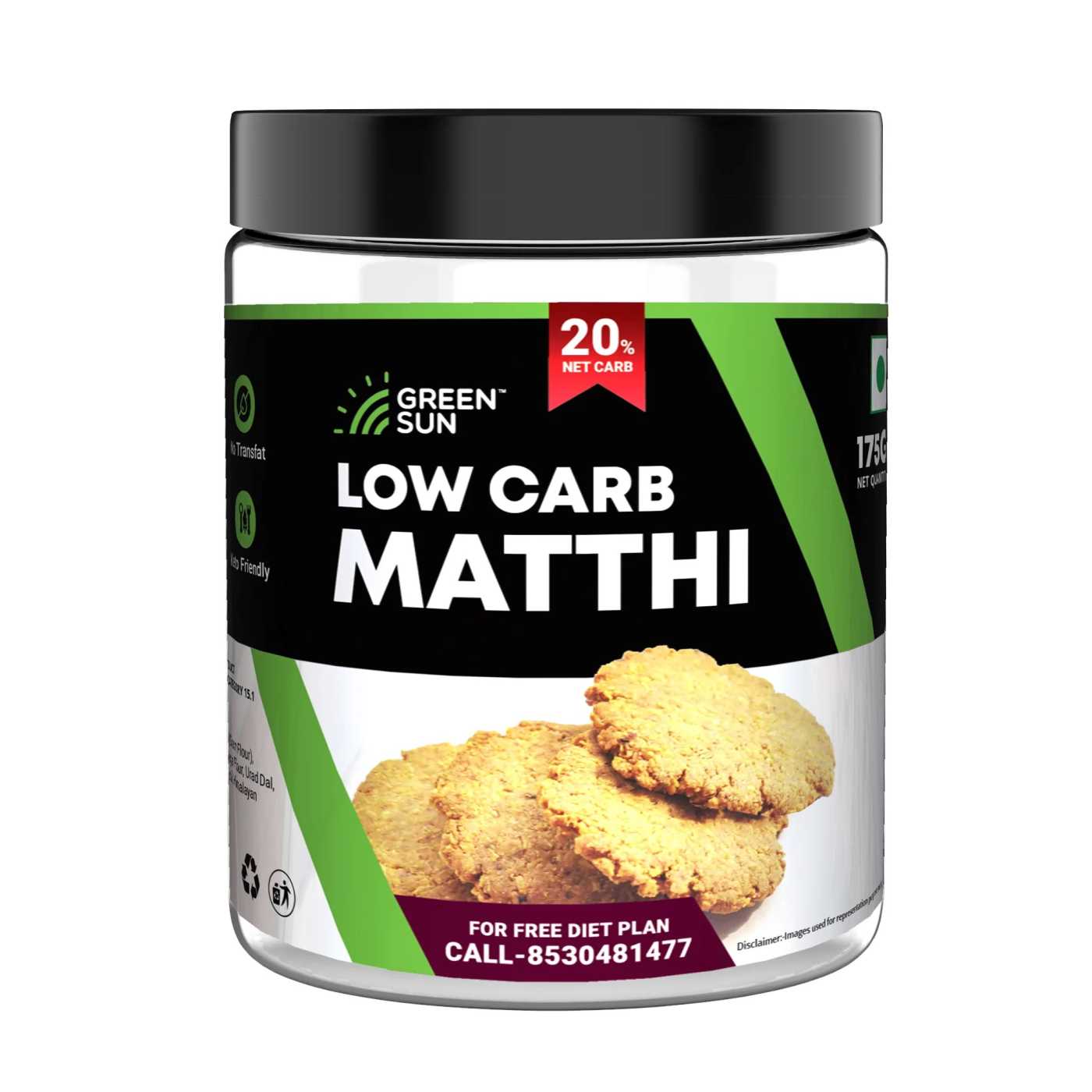  Green Sun Low Carb Matthi Mathri 175 Grams 2 Gms Net Carb