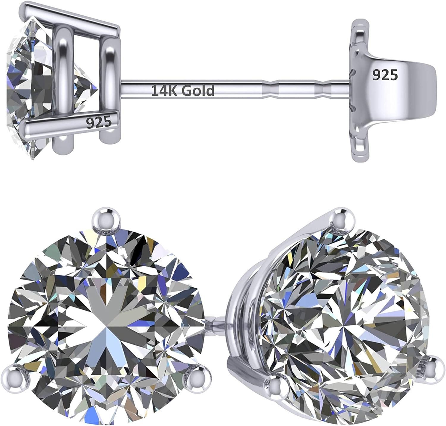  💎 Central Diamond Center Stunning Round CZ Stud Earrings Perfect Gift for Women! 💎