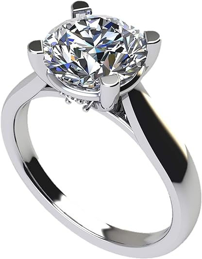  NANA Jewels 1.00ct-4.00ct Lucita Solitaire Round Cut Simulated Diamond Zirconia Engagement Ring in Sterling Silver