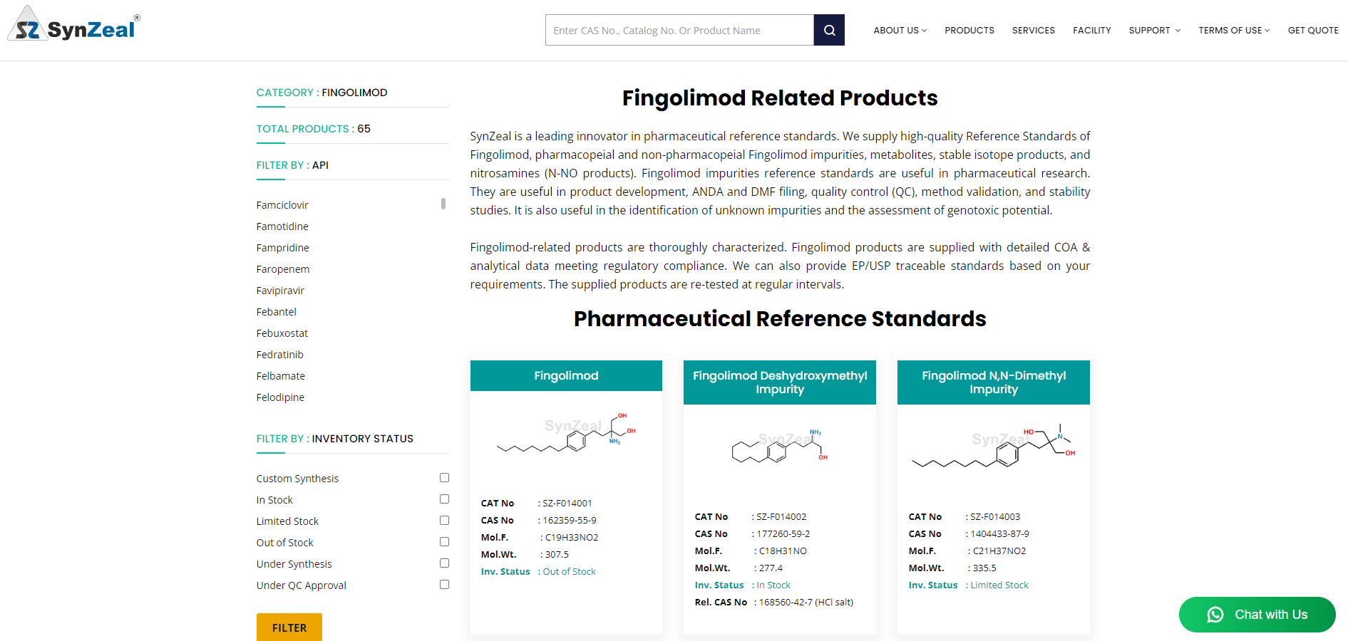  Explore SynZeal Research's Comprehensive Range of Fingolimod Reference Standards