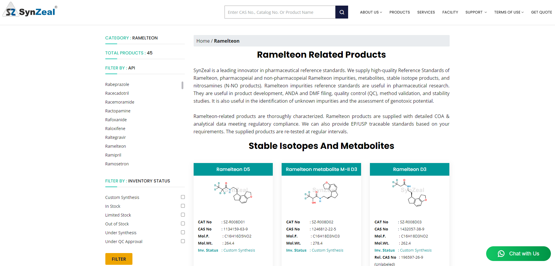  Discover SynZeal Research: Manufacturer of a high quality Ramelteon API Impurites Standards