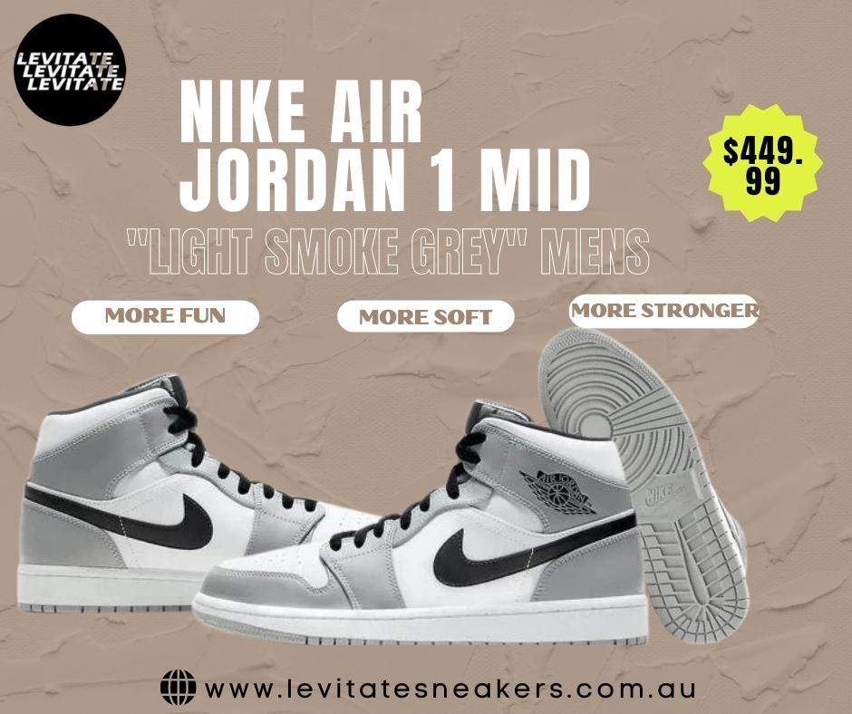  Exclusive Air Jordan 1 Mid Light Smoke Grey Sneakers