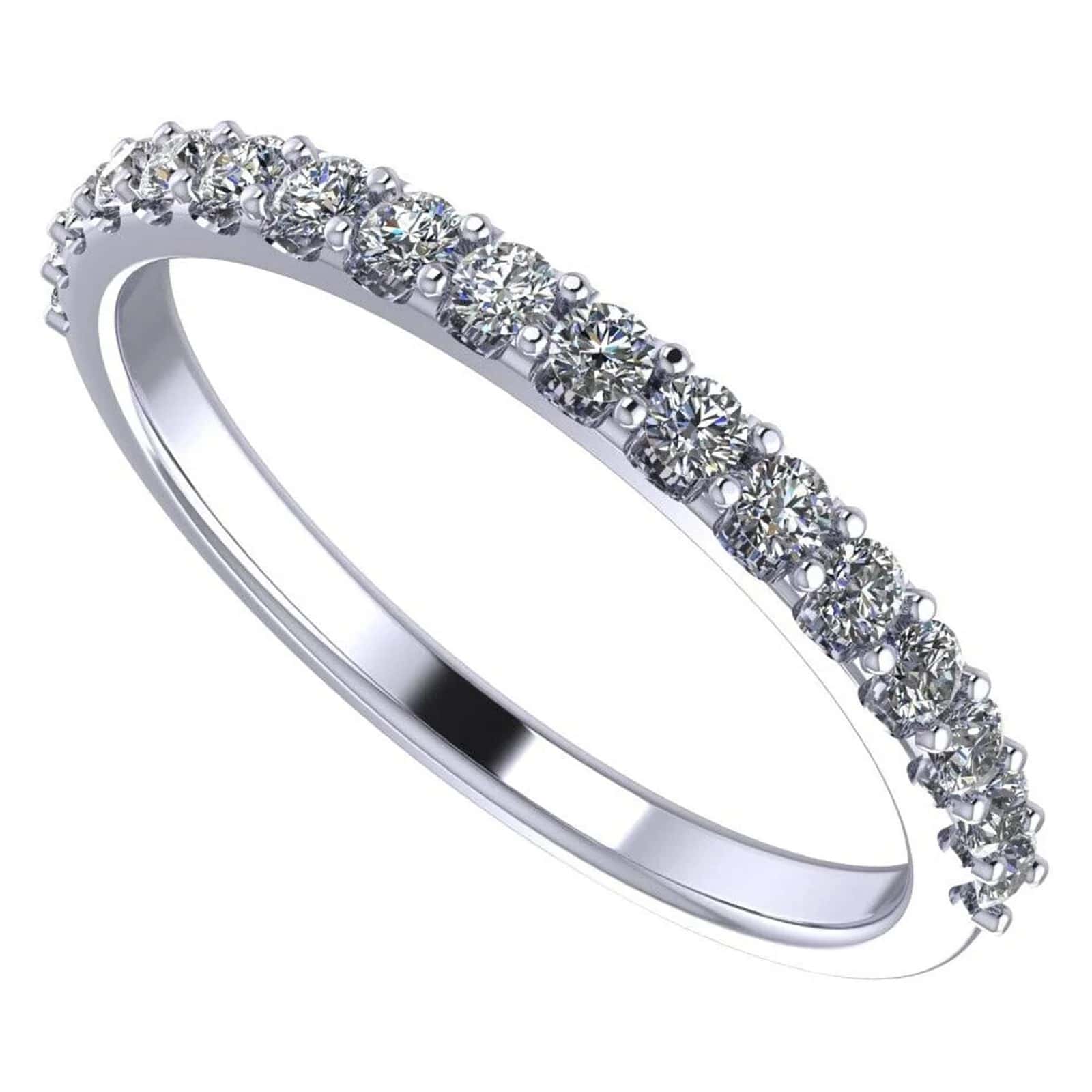  Stunning Pure Brilliance Zirconia Wedding Band - Platinum Plated Silver, Size 5