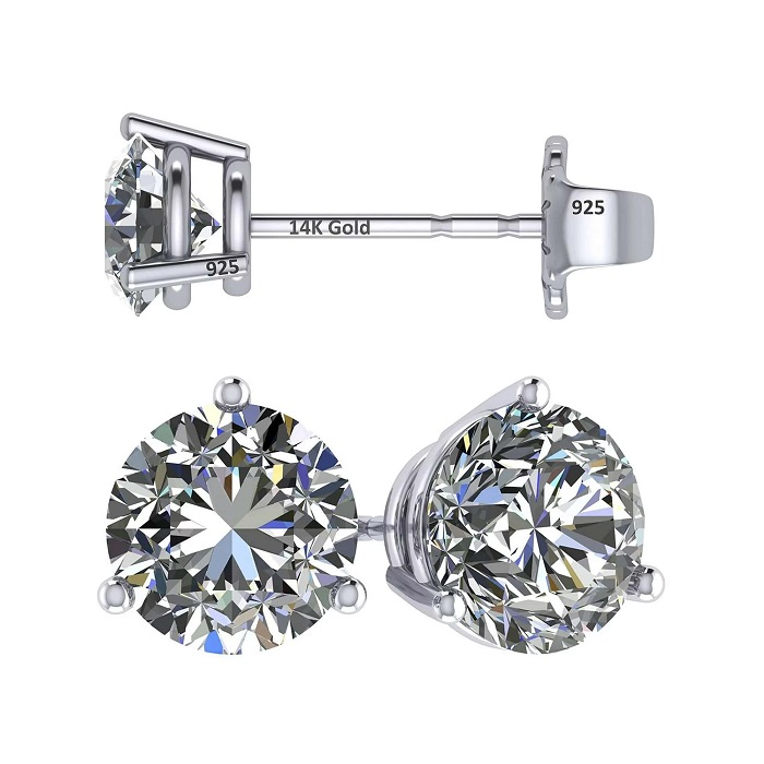  Sparkling 14K Gold CZ Stud Earrings - Perfect Gift for Her