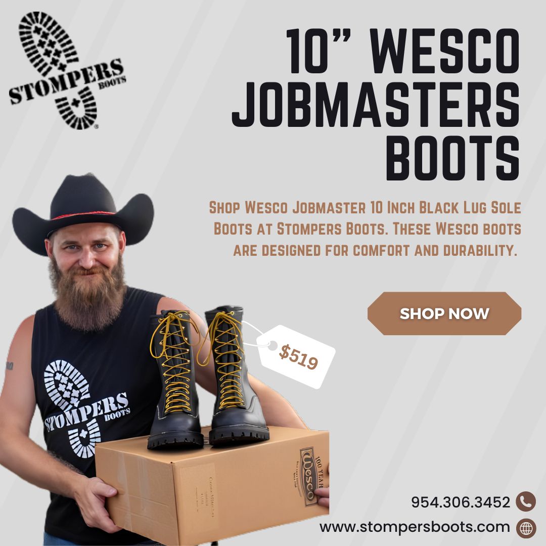  Wesco Jobmaster 10 Inch Black Lug Sole - Stompers Boots