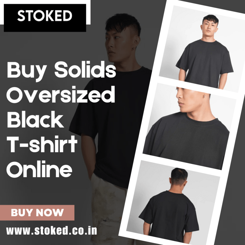  Stoked | Solids Oversized Black T-shirt Online