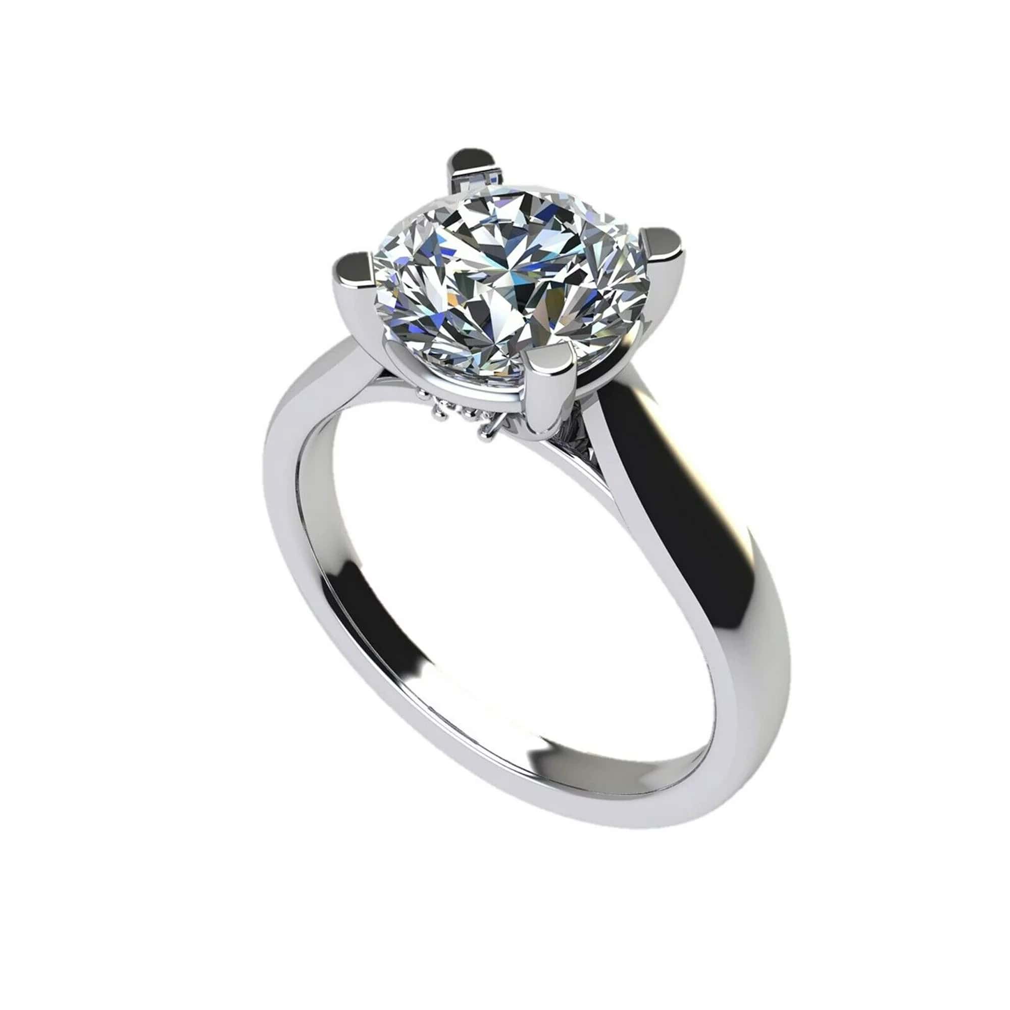  Platinum-Plated 1ct Round Cut Zirconia Engagement Ring - Size 5