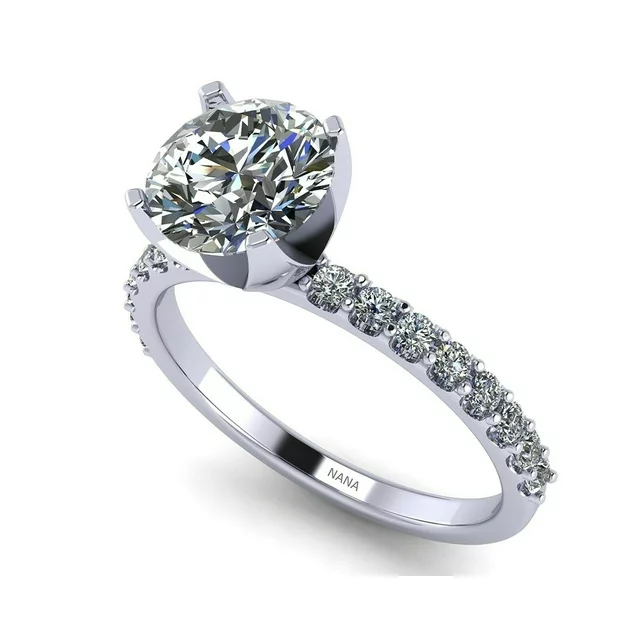  Sterling Silver 6.5mm (1ct) Round Cut Zirconia Solitaire Engagement Ring - Platinum Plated - Size 4