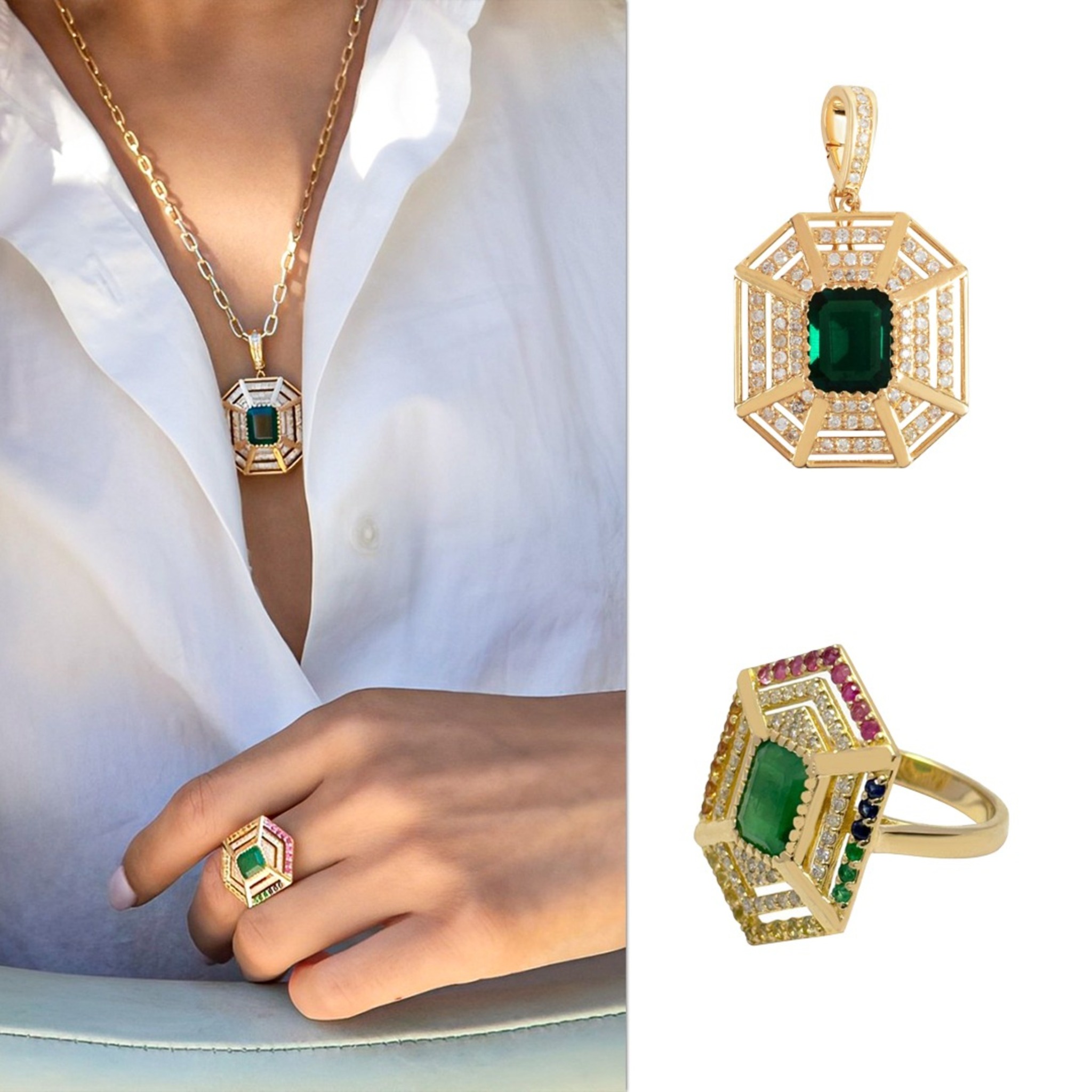  Shop our diamond and emerald necklace at la muse gems | shop jewelry online