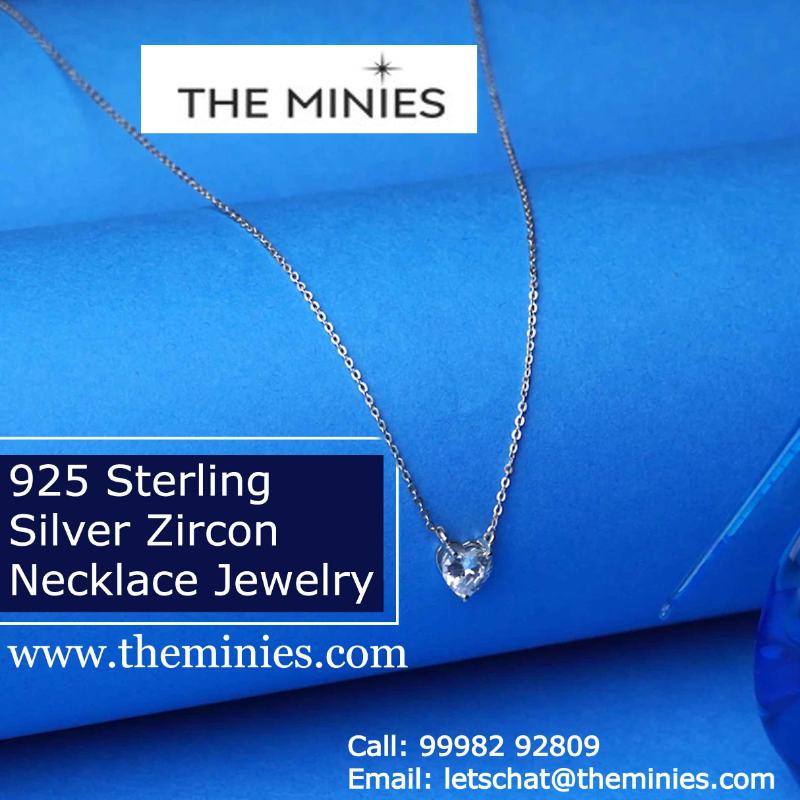  925 Sterling Silver Zircon Necklace Jewelry in India - The Minies