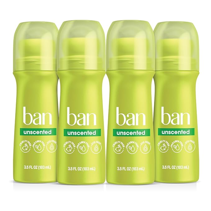  Ban Original Unscented 24-hour Invisible Antiperspirant, 3.5oz Roll-on Deodoran