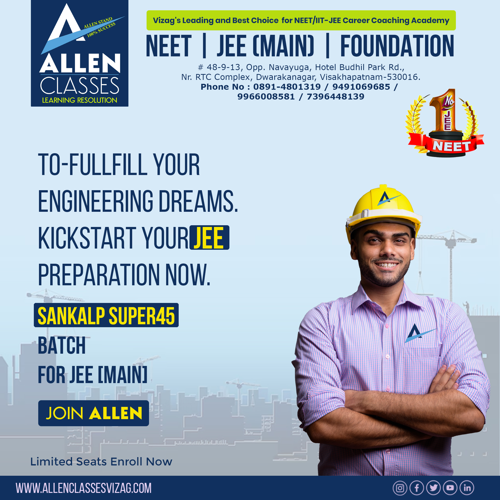  Join the JEE Sankalp Long Term Programme now! ALLEN CLASSES 9346193397 / 9966008581