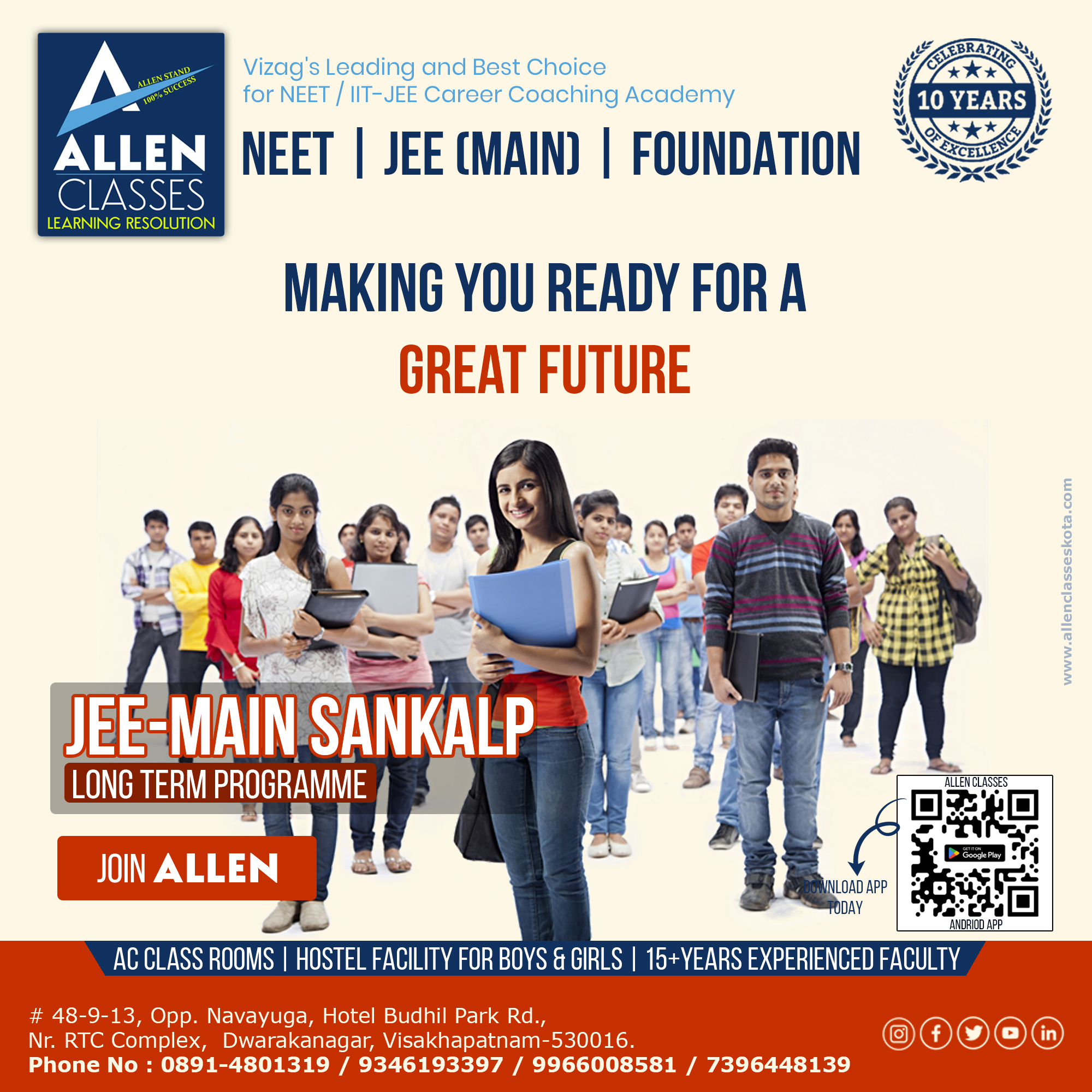  Shape Your Future with the JEE Main Sankalp Long Term Programme! ALLEN CLASSES 9346193397 / 9966008581