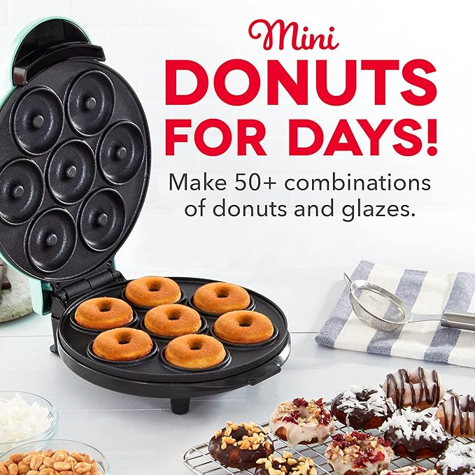  DASH Mini Donut Maker Machine for Kid-Friendly Breakfast, Snacks, Desserts & More with Non-stick