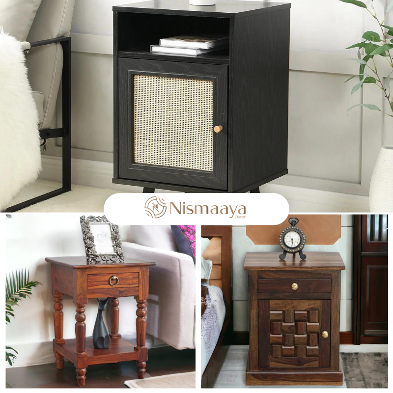  BUY Elegant Bedside Table Designs from Nismaaya Decor for Your Bed