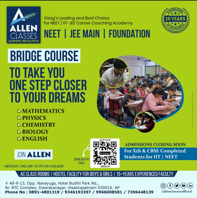  Bridge Course Enrollment Now Open!  ALLEN CLASSES  9346193397 / 9966008581