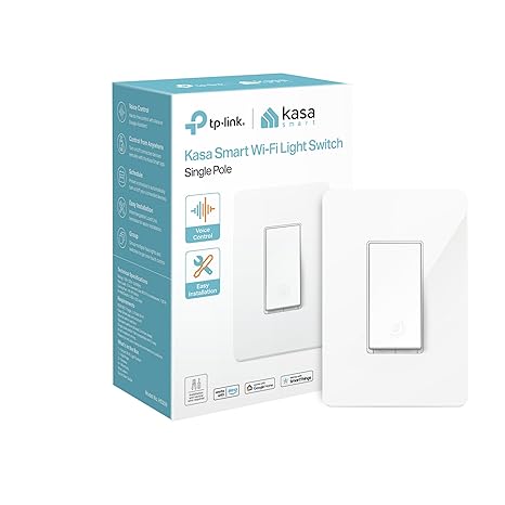  Kasa Smart Light Switch HS200, Single Pole, Needs Neutral Wire, 2.4GHz Wi-Fi Light Switch Works with Alexa and Google Home