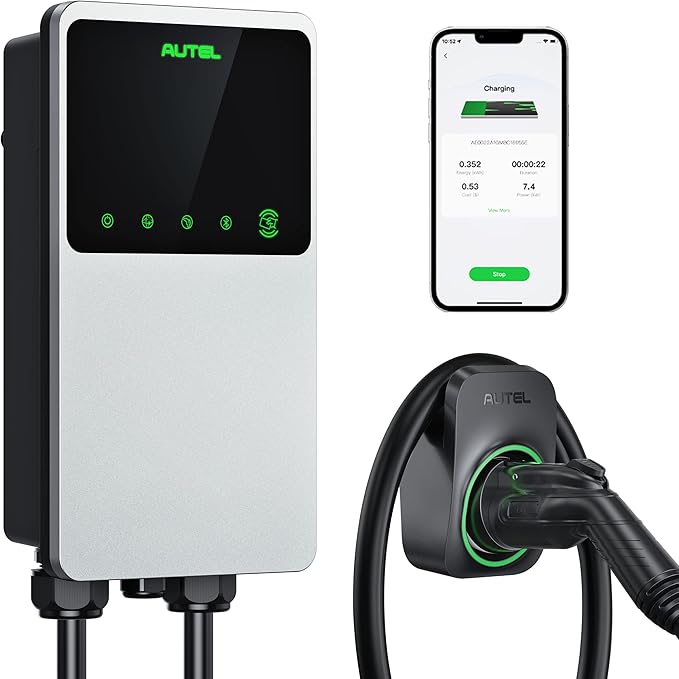  Autel MaxiCharger Home Electric Vehicle (EV) Charger, up to 40 Amp, 240V, Level 2 WiFi and Bluetooth Enabled EVSE