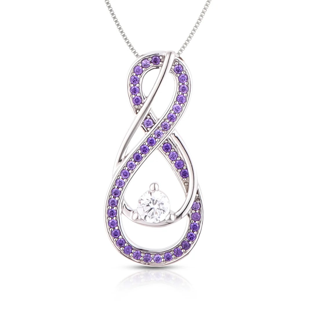  Stunning February Amethyst Infinity Necklace – Purple Gemstone!