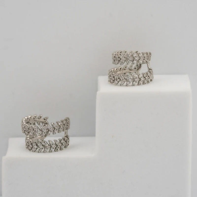  Whispering Leaves Silver Ear Cuff