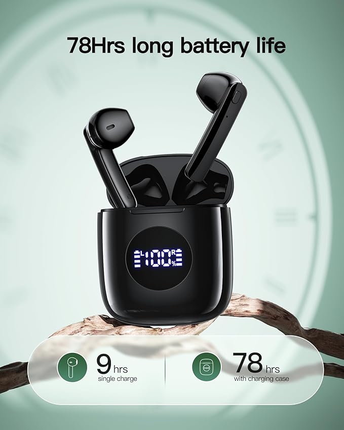  Wireless Earbuds Bluetooth 5.3 Headphones Earbuds with 78Hrs Battery Life, Wireless Charging Case, LED Power Display,