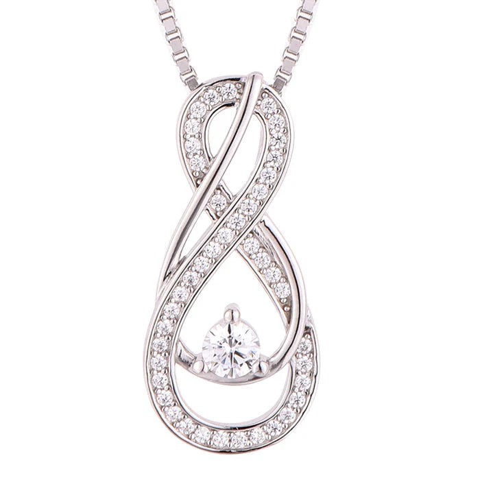  Elegant April Clear Diamond Infinity Necklace at AJLuxe!