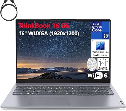  Lenovo ThinkBook 16 G6 16" FHD+ Laptop Computer, 13th Gen Intel 14-Core i7-13700H, 32GB DDR5 RAM